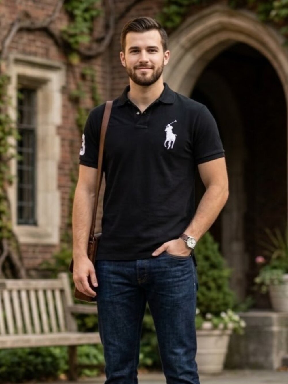 Polo Ralph Lauren Mens Size Large L Black Big Pony 3 Mesh Polo Shirt Classic Fit